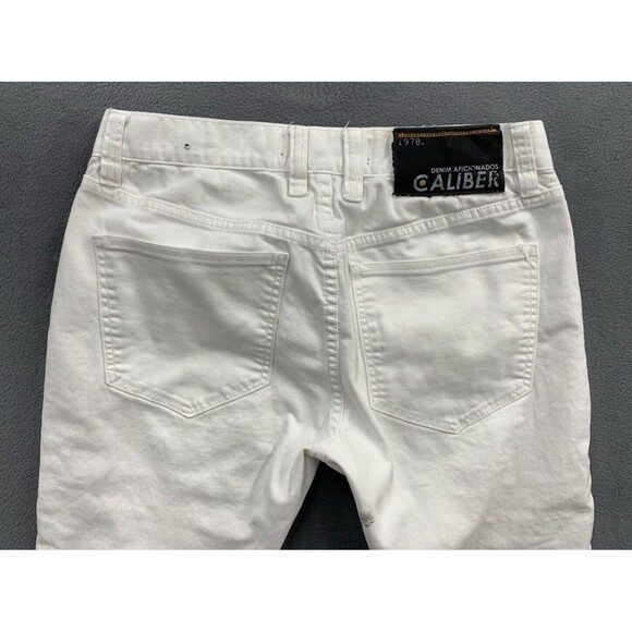 CDMG Caliber Denim Jeans Men's Size 32X32 White Moto Biker Stained Grunge - Picture 9 of 16
